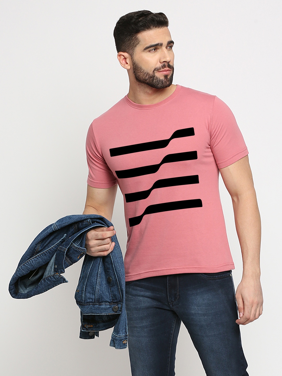 

MOD ECRU Unisex Striped Cotton T-shirt, Pink