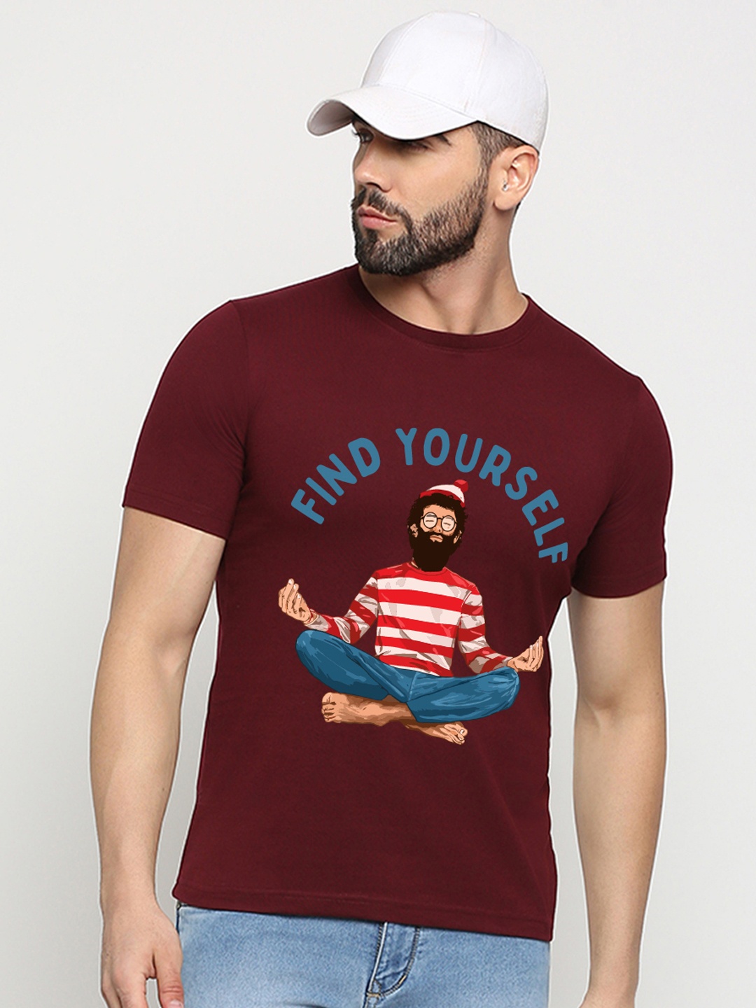 

MOD ECRU Unisex Graphic Printed Cotton T-shirt, Maroon
