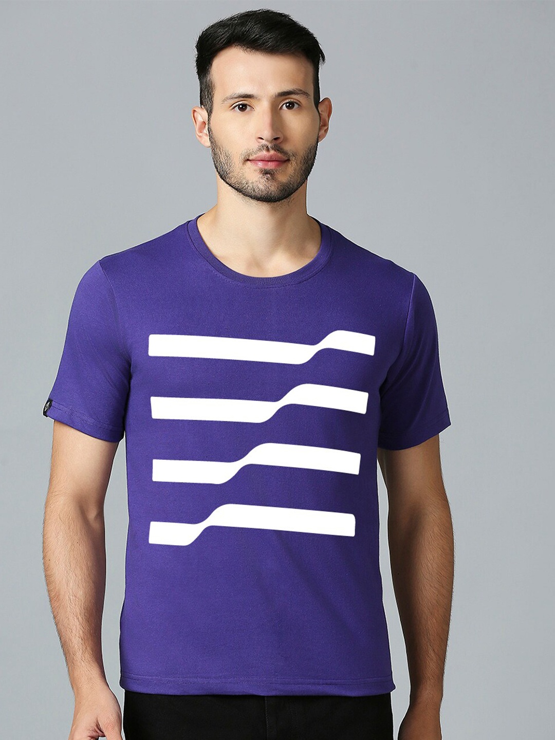 

MOD ECRU Unisex Striped Cotton T-shirt, Purple