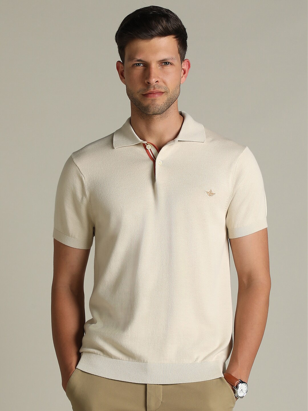 

Dockers Men Solid Polo Collar Classic Fit T-Shirt, Beige