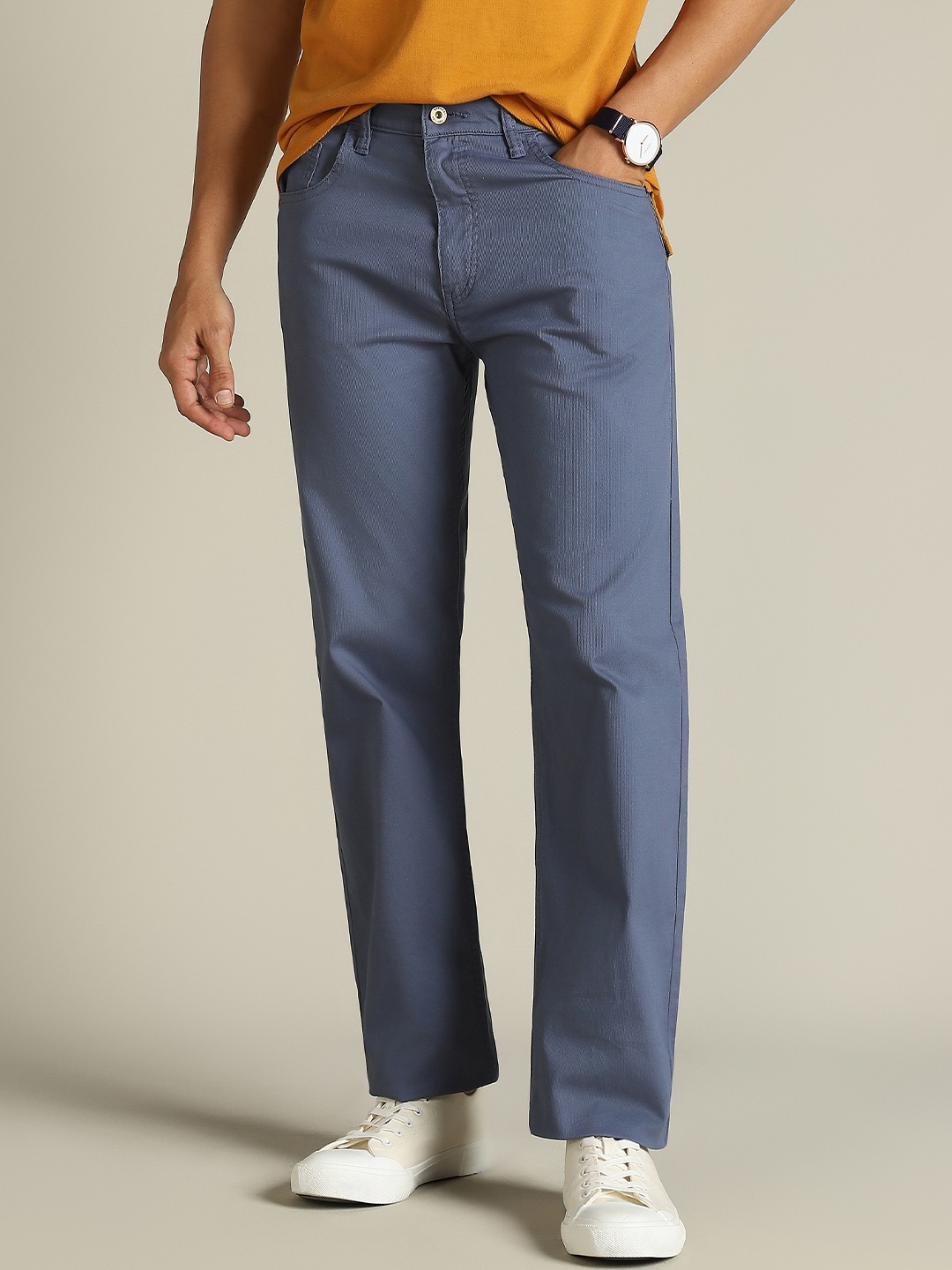 

Dockers Men Mid Rise Straight Fit Trousers, Blue