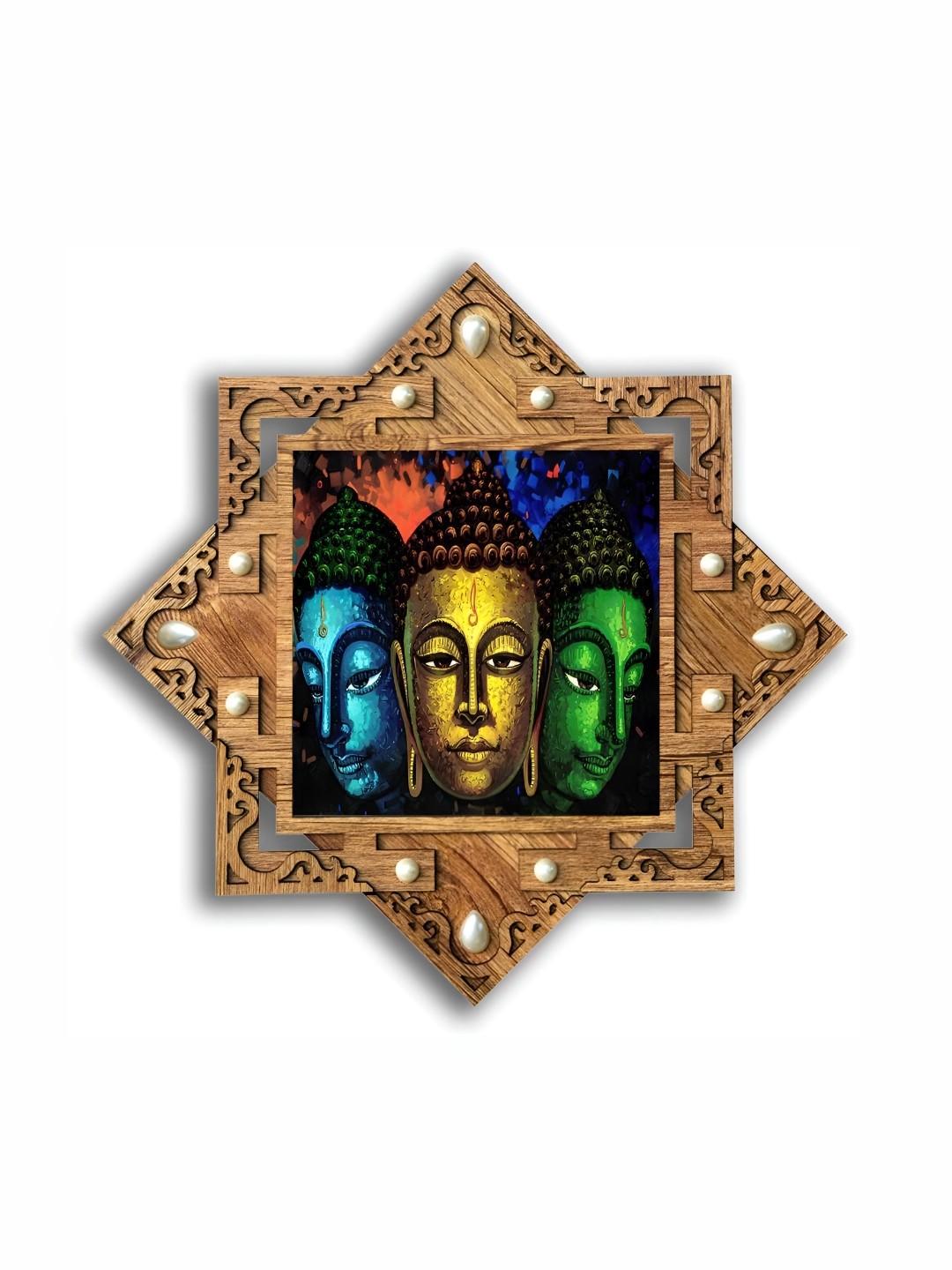 

PnF Beige & Green Wooden Religious Wall Painting