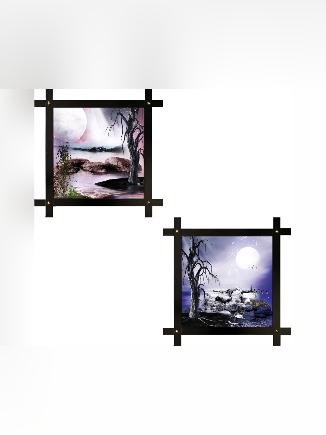 

PnF Black & Blue 2 Pieces Abstract Printed Wooden Painting Wall Art