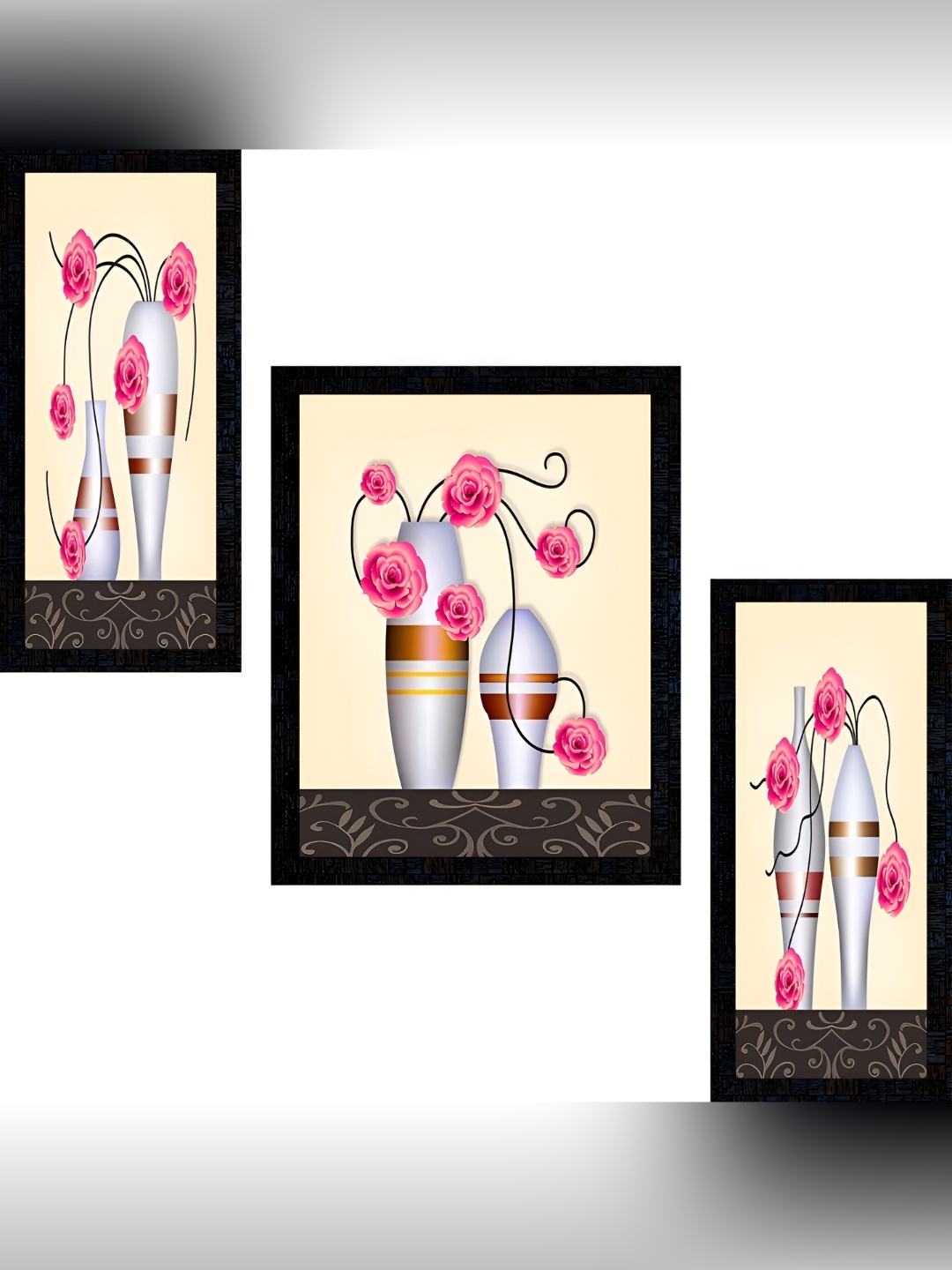 

PnF Charcoal & Pink 3 Pieces Floral and Botanical Wall Art