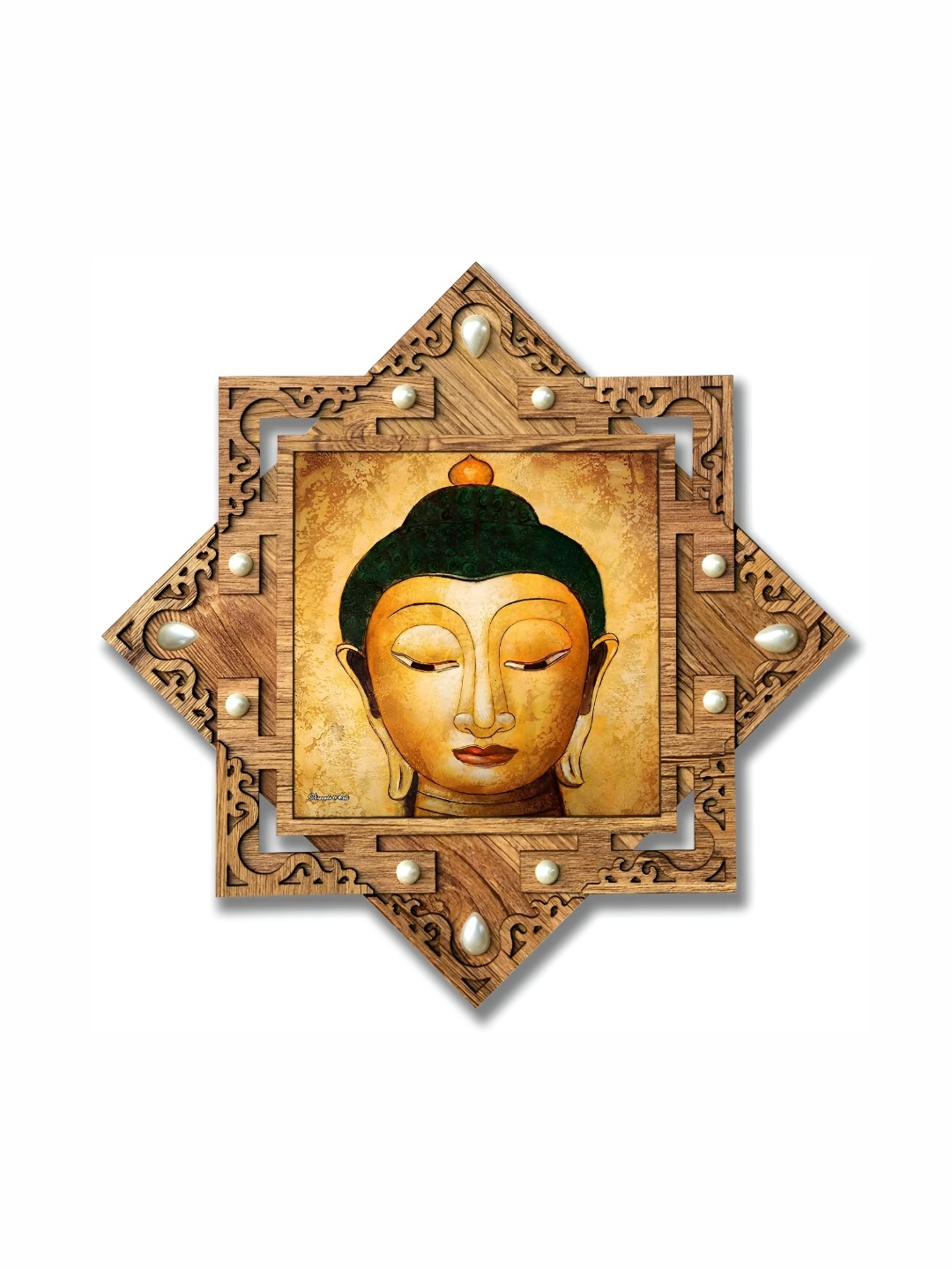 

PnF Brown & Black Wooden Religious Printed Wall Painting