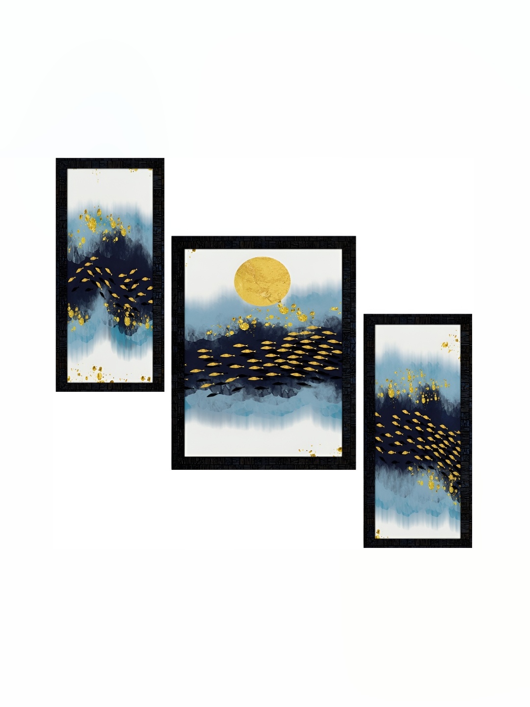 

PnF Charcoal & Blue 3 Piece Wooden Painting Wall Art