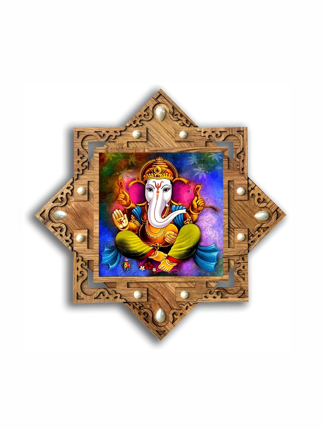 

PnF Brown & Blue Wooden Religious Painting Wall Art