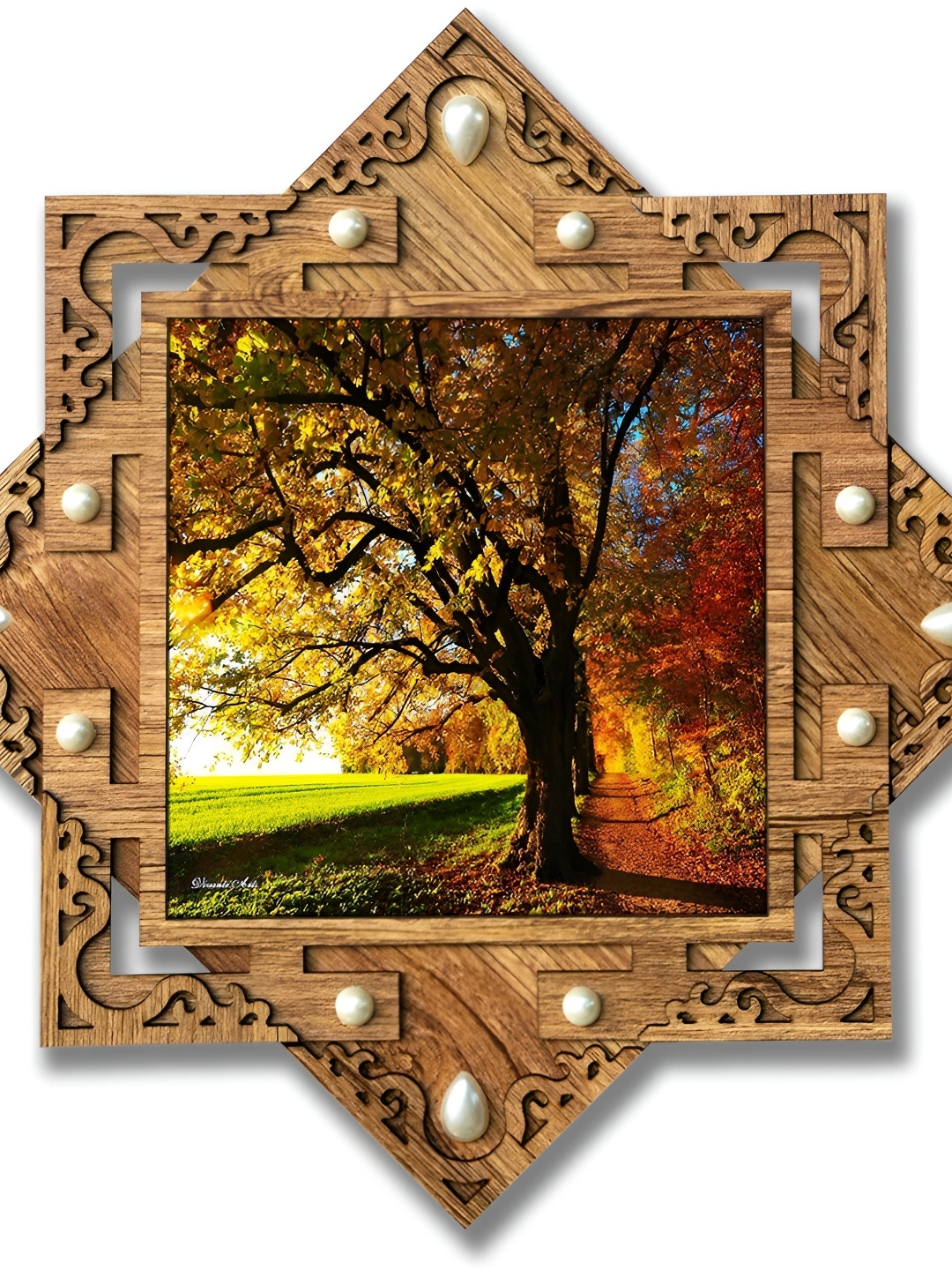 

PnF Brown & Green Wooden Floral And Botanical Wall Painting