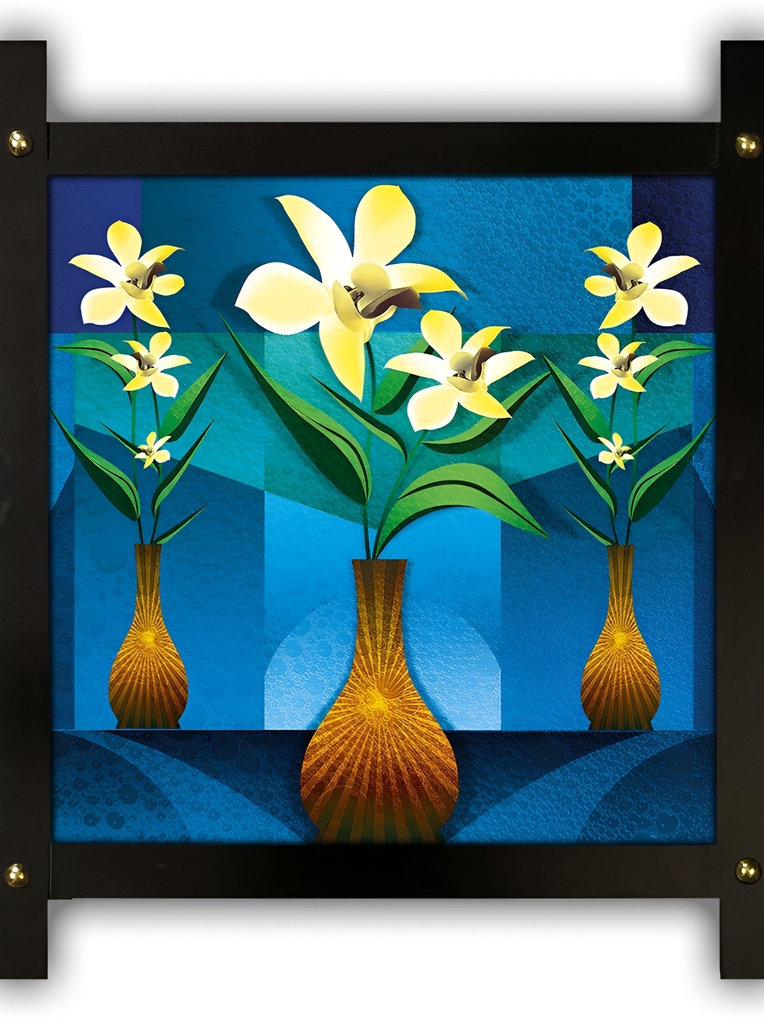 

PnF Blue & Yellow Floral and Botanical Wooden Painting Wall Art