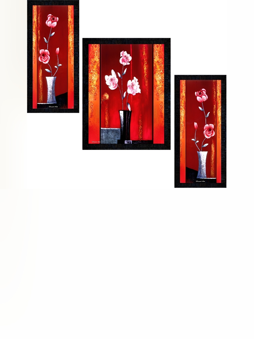 

PnF Charcoal & Red 3 Pieces Wooden Floral and Botanical Painting Wall Art