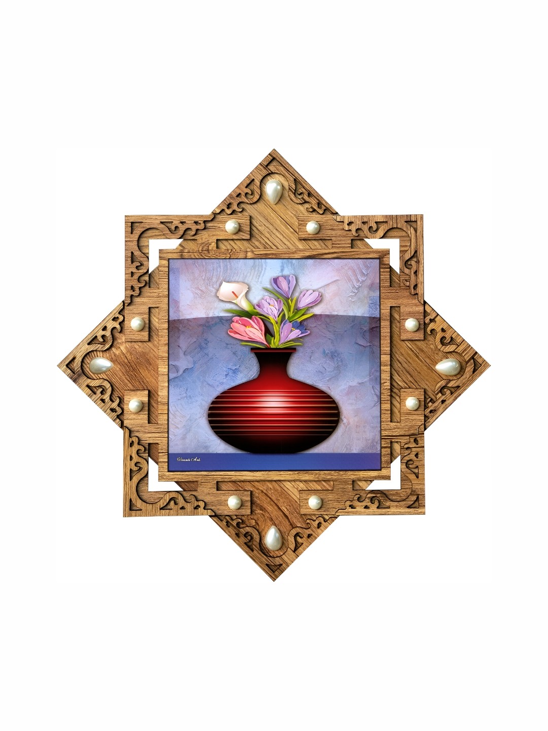 

PnF Blue & Red Wooden Floral and Botanical Wall Art
