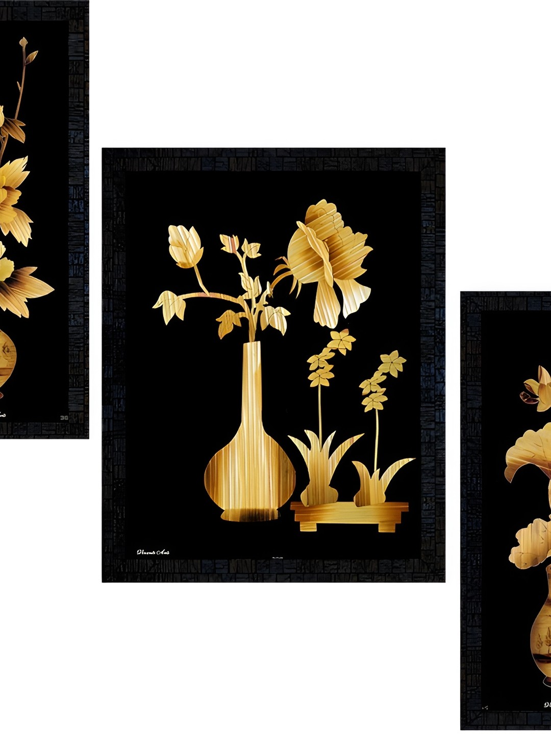 

PnF Charcoal & Brown 3 Pieces Wooden Floral and Botanical Wall Art