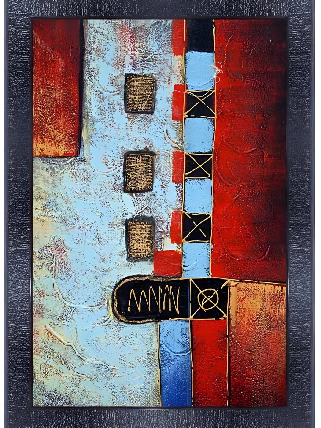 

PnF Black & Red Wooden Abstract Painting Wall Art