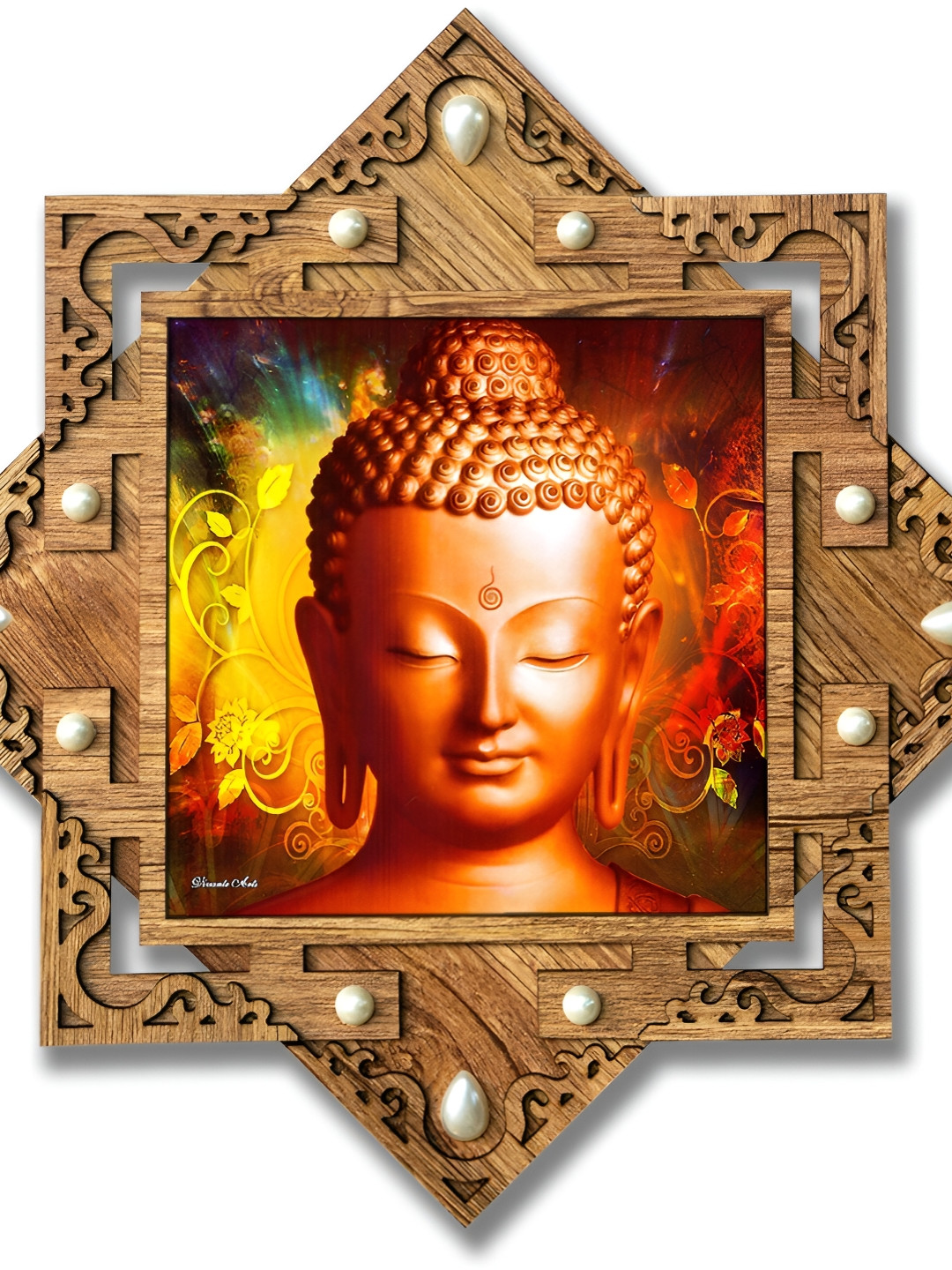 

PnF Brown & Orange Religious Wooden Painting Wall Art