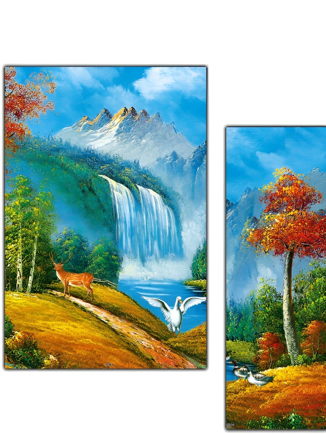 

PnF Blue & Orange 3 Piece Wooden Floral and Botanical Painting Wall Arts