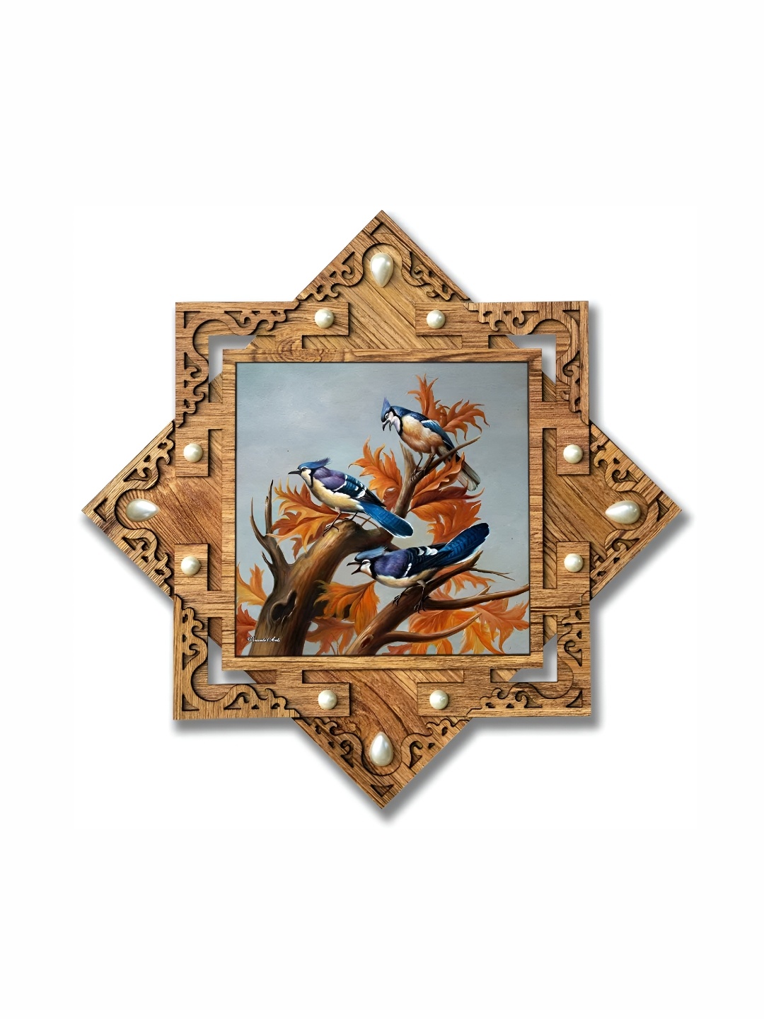 

PnF Brown & Blue Wooden Birds and Animals Painting Wall Art