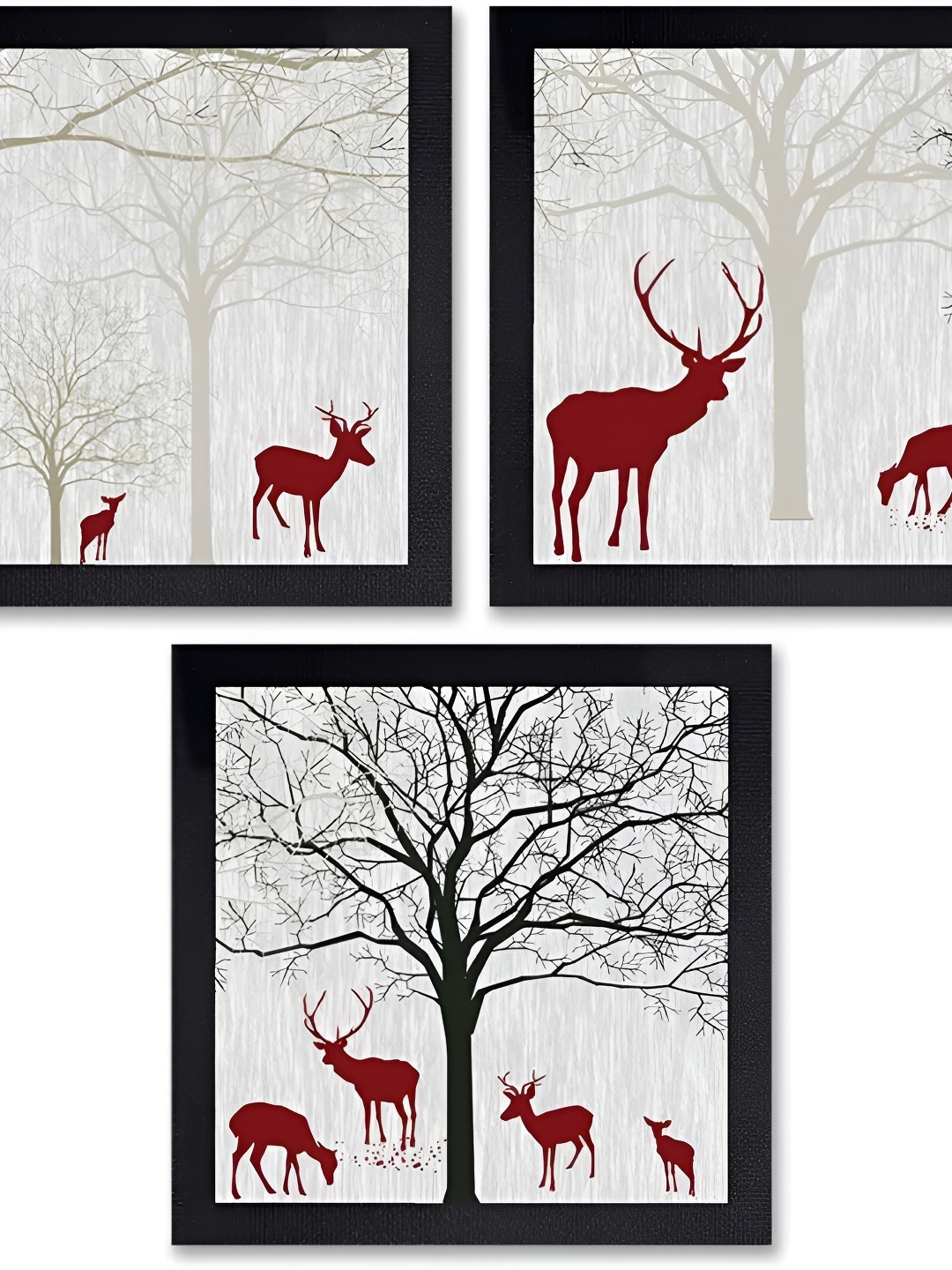 

PnF Black & White 3 Pieces Birds and Animals Painting Wall Arts