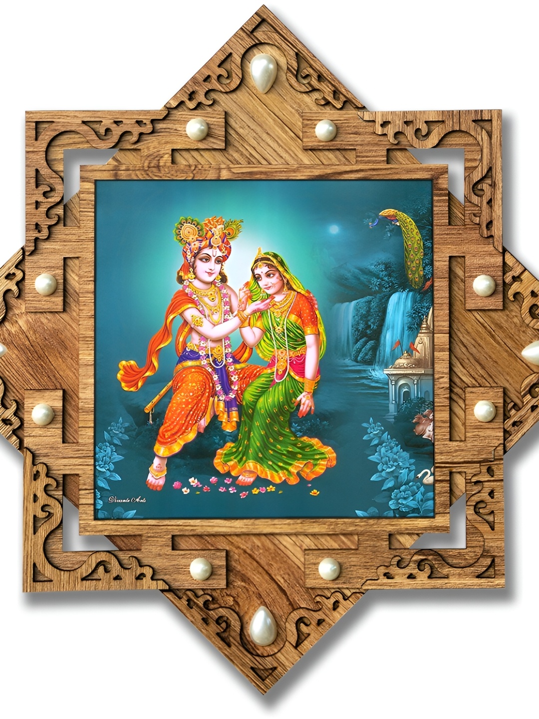 

PnF Blue & Green Religious Wooden Painting Wall Art