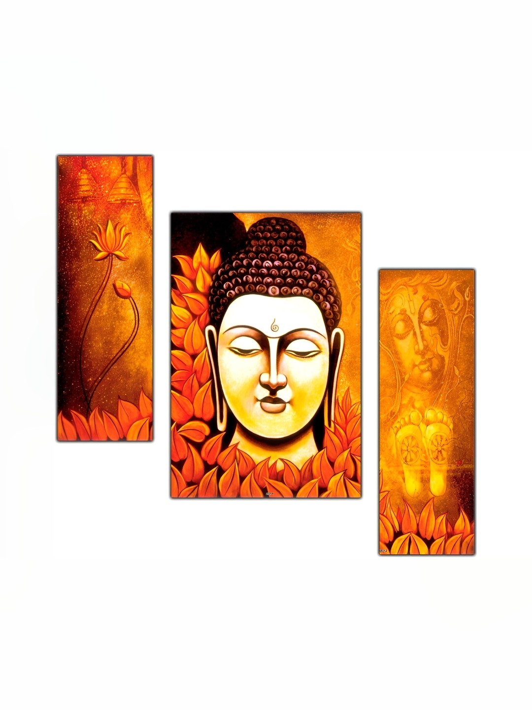 

PnF Orange & Yellow 3 Pieces Religious Wooden Painting Wall Art