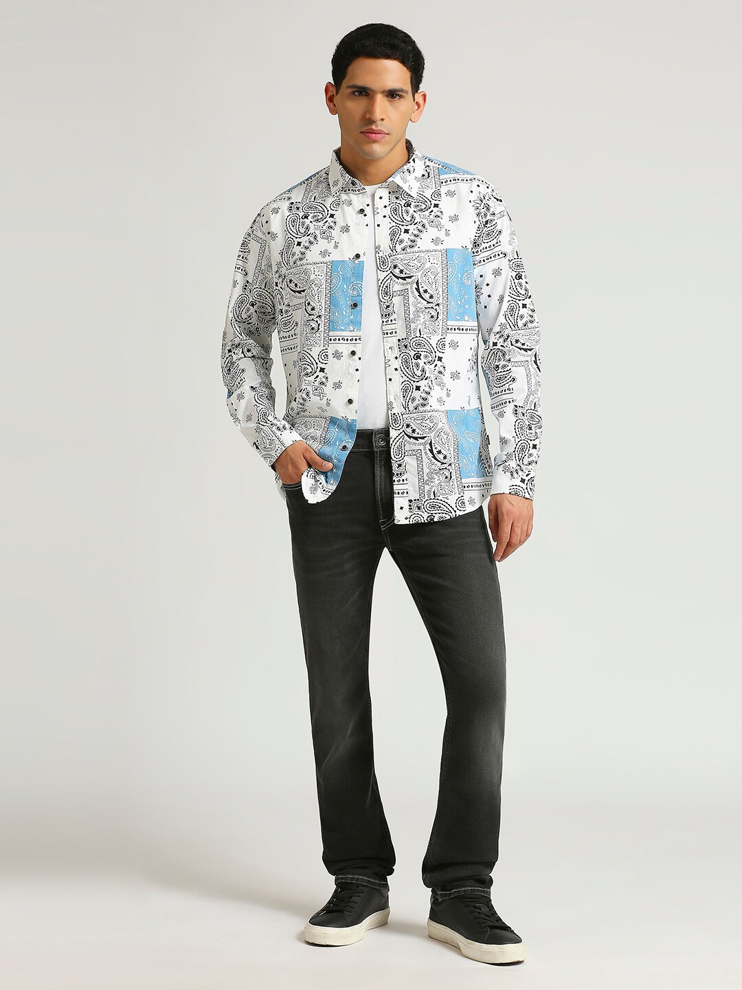 

Pepe Jeans Abstract Printed Pure Cotton Casual Shirt, White