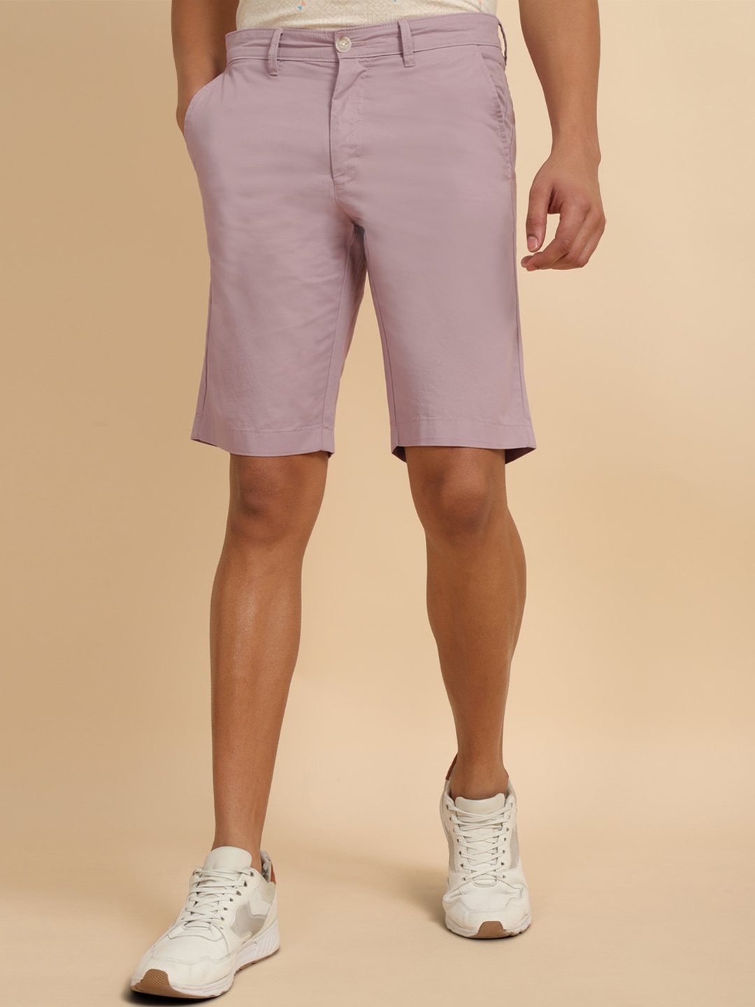 

Allen Solly Men Slim Fit Pure Cotton Shorts, Pink