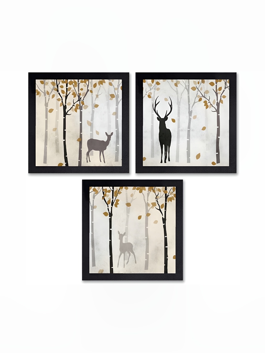 

PnF Black & Grey 3 Pieces Floral Painting Wall Arts