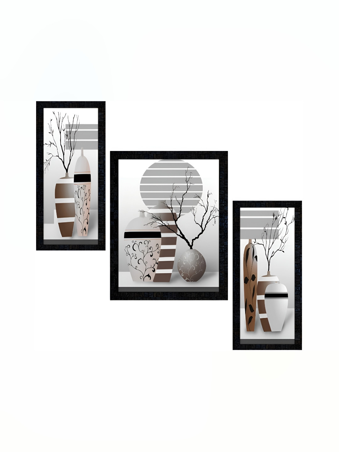 

PnF Charcoal & White 3 Pieces Wooden & Paper Floral and Botanical Wall Art
