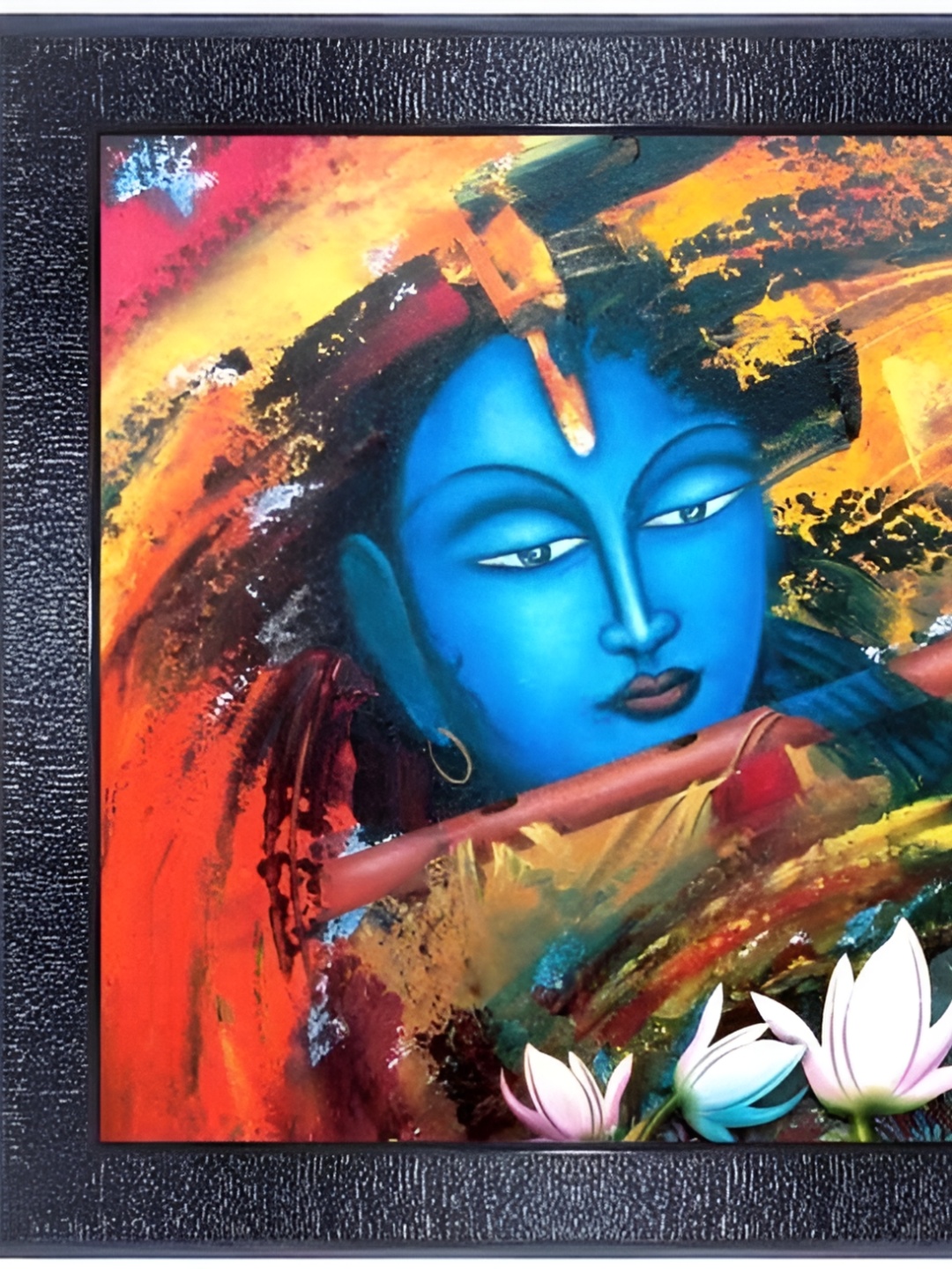 

PnF Yellow & Blue Radha Krishna Religious Wooden Painting Wall Art