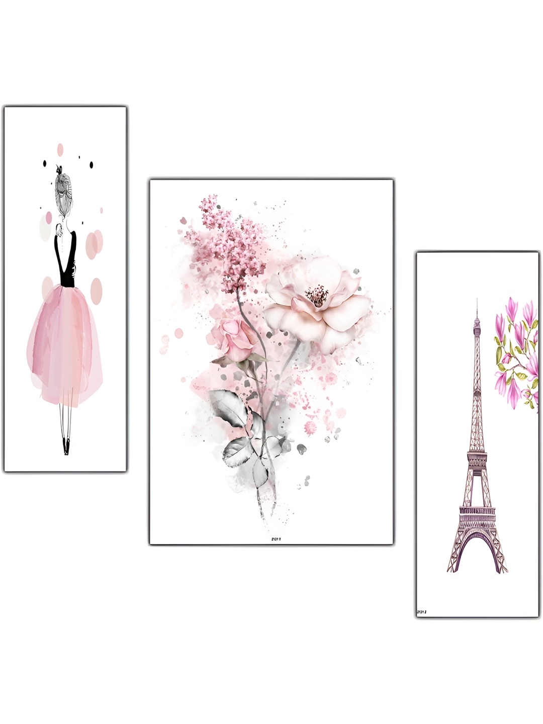 

PnF Charcoal & Pink 3 Pieces Wooden Wooden Painting Wall Art