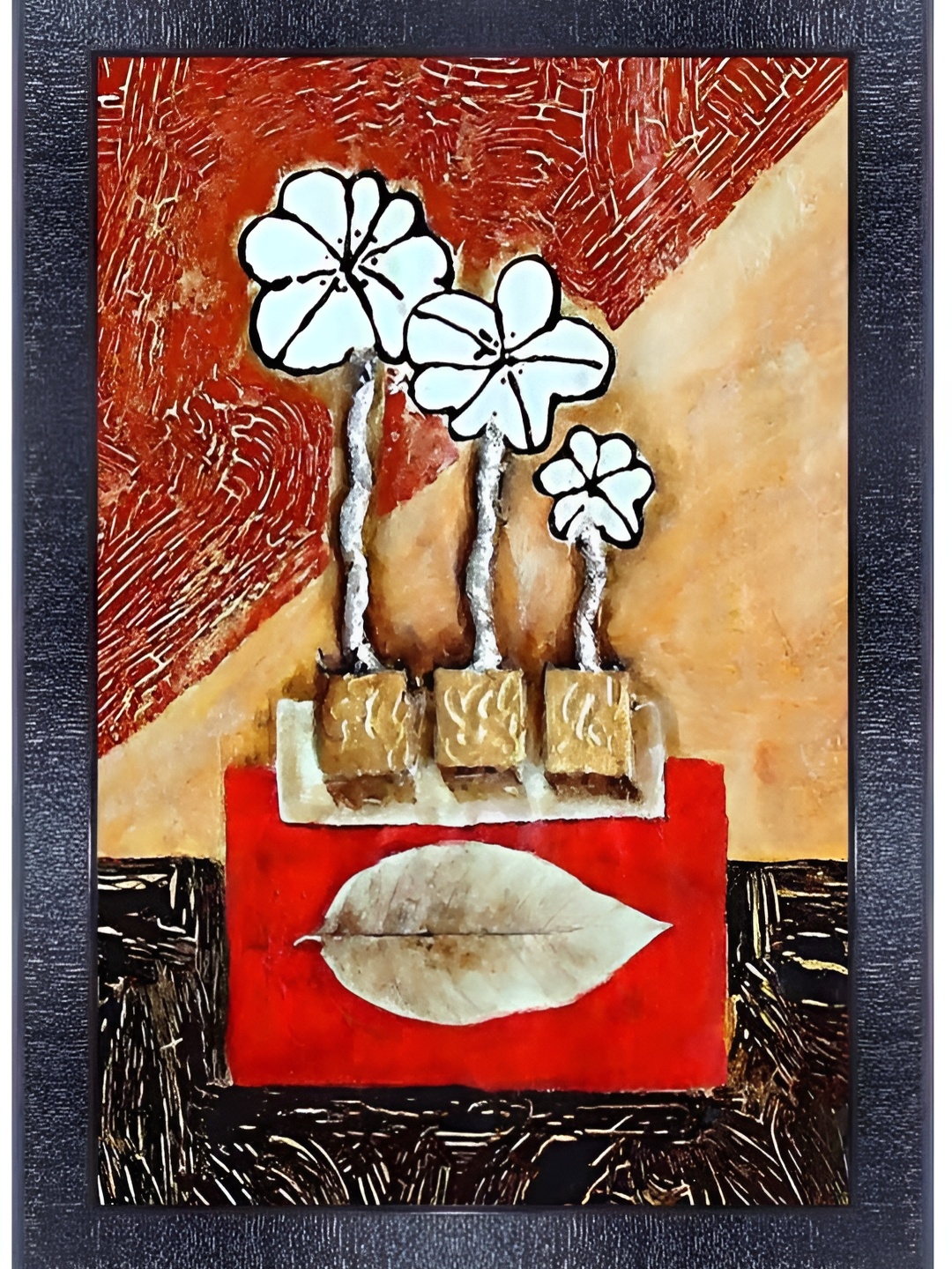 

PnF Red & White Floral Painting Wooden Wall Art