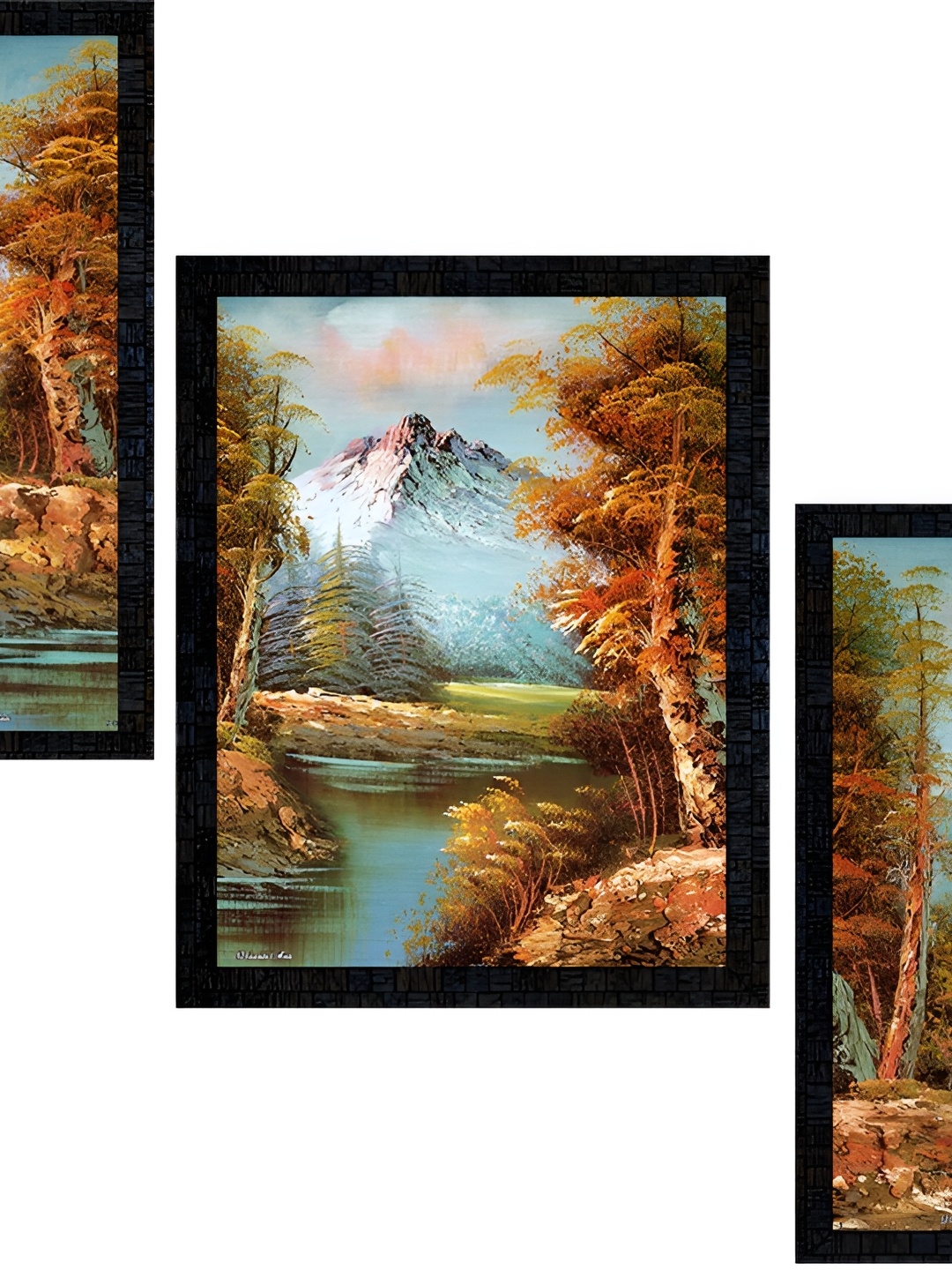 

PnF Charcoal & Blue 3 Piece Paper Floral and Botanical Wall Painting