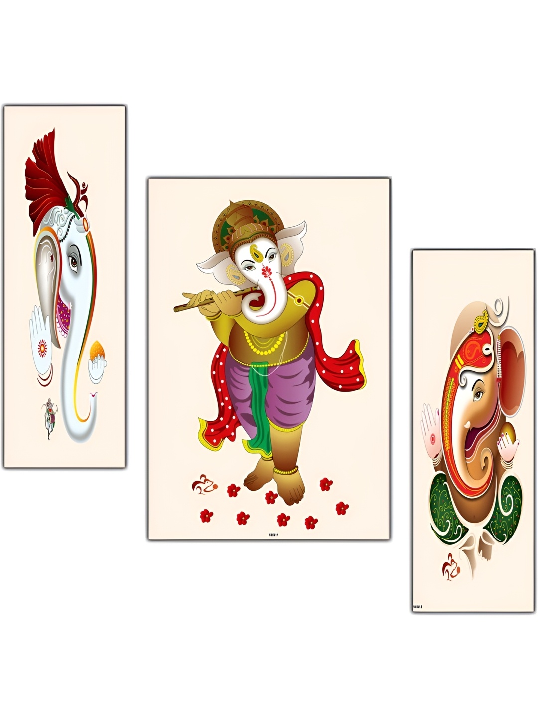 

PnF Cream & Red 3 Pieces Wooden Religious Painting Wall Art