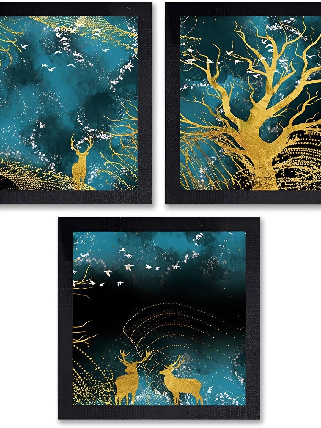 

PnF Black & Blue 3 Pieces Abstract Wall Art