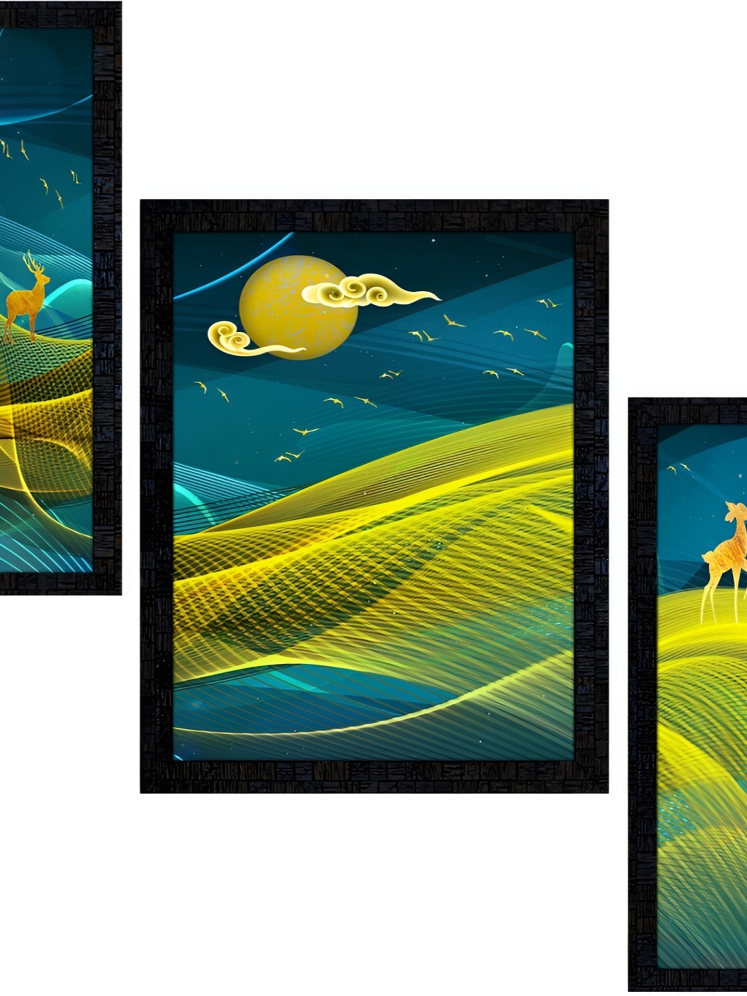 

PnF Green & Blue 3 Pieces Printed Birds and Animals Wall Arts