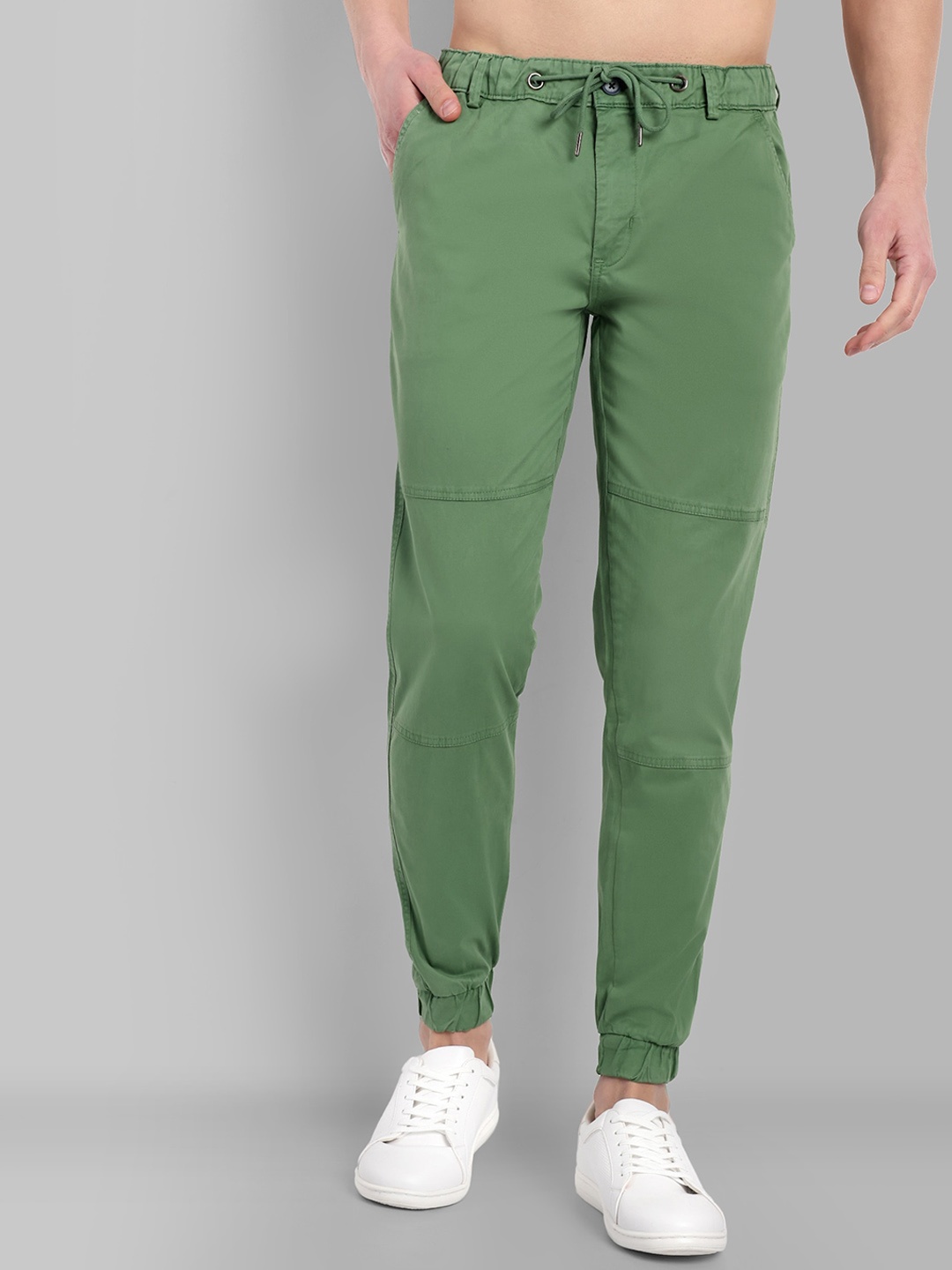 

TOMHIDDLE Men Tailored Mid-Rise Pure Cotton Joggers, Green