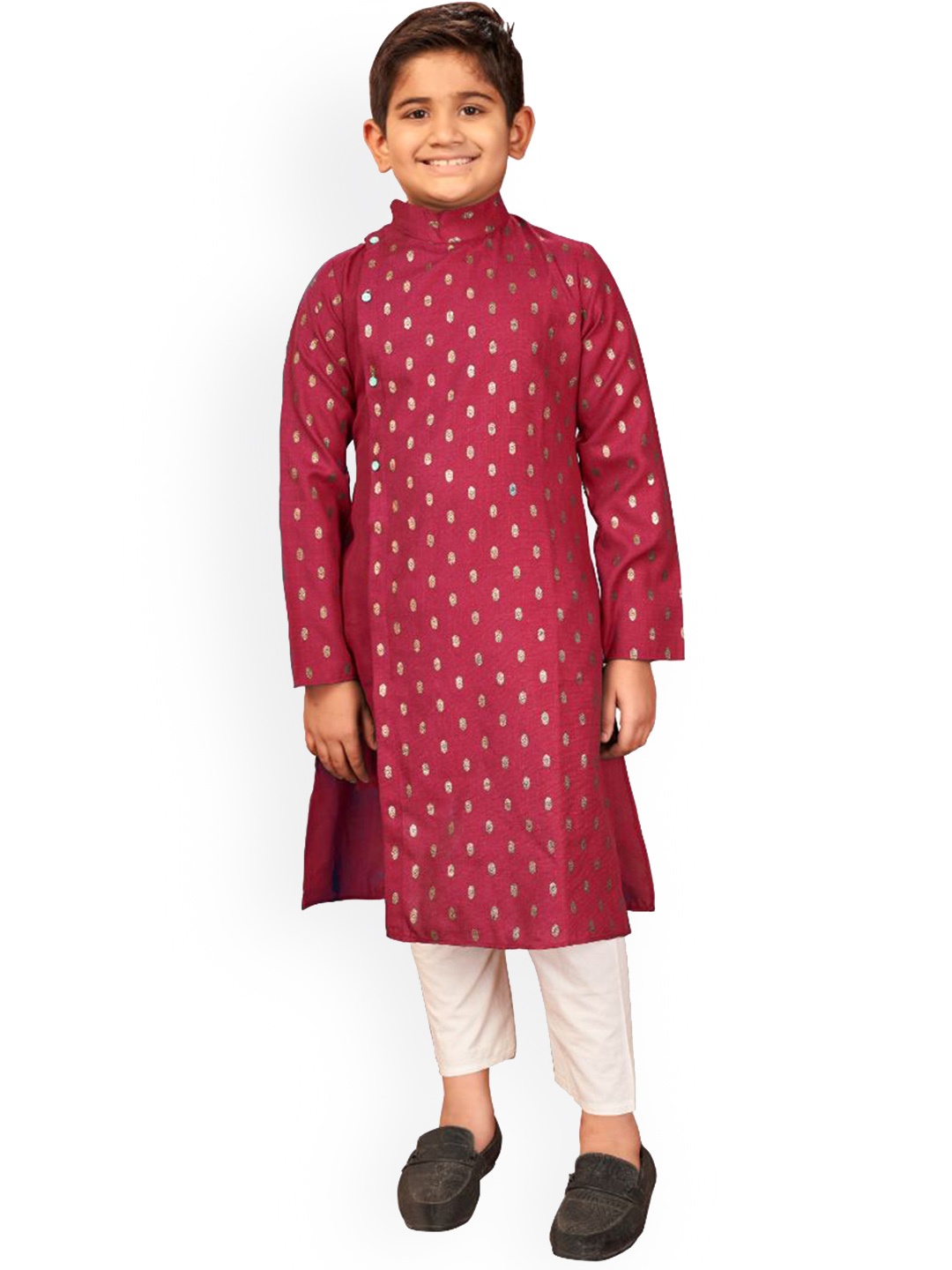

PERFECTBLUE Boys Geometric Cotton Kurta, Red