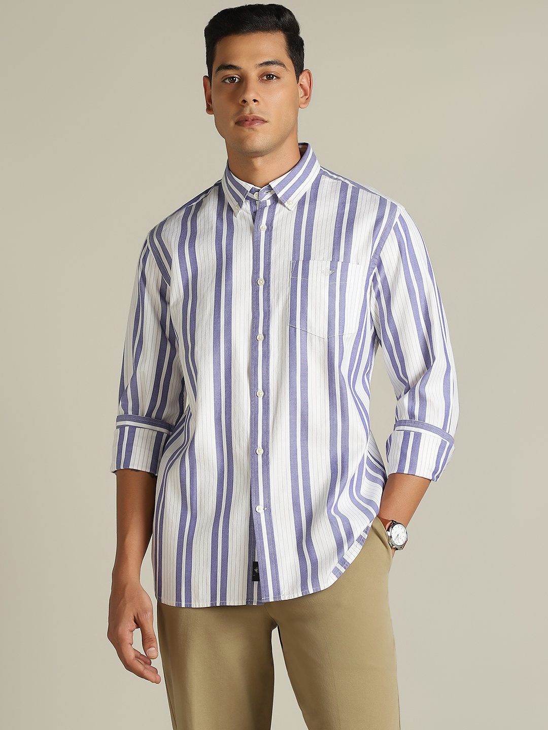 

Dockers Men Striped Classic Fit Shirt, Blue