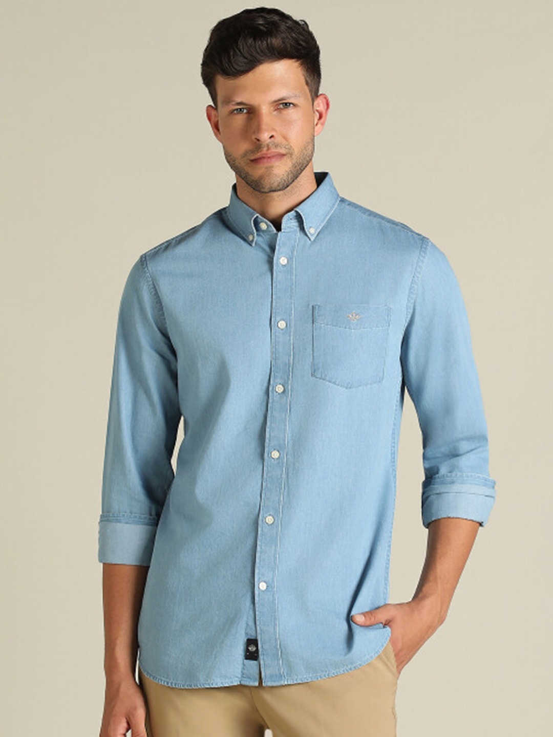 

Dockers Men Solid Classic Fit Shirt, Blue