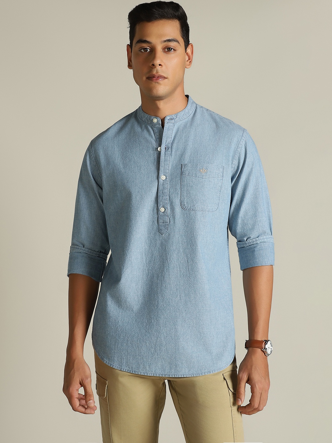

Dockers Men Solid Relaxed Fit Shirt, Blue