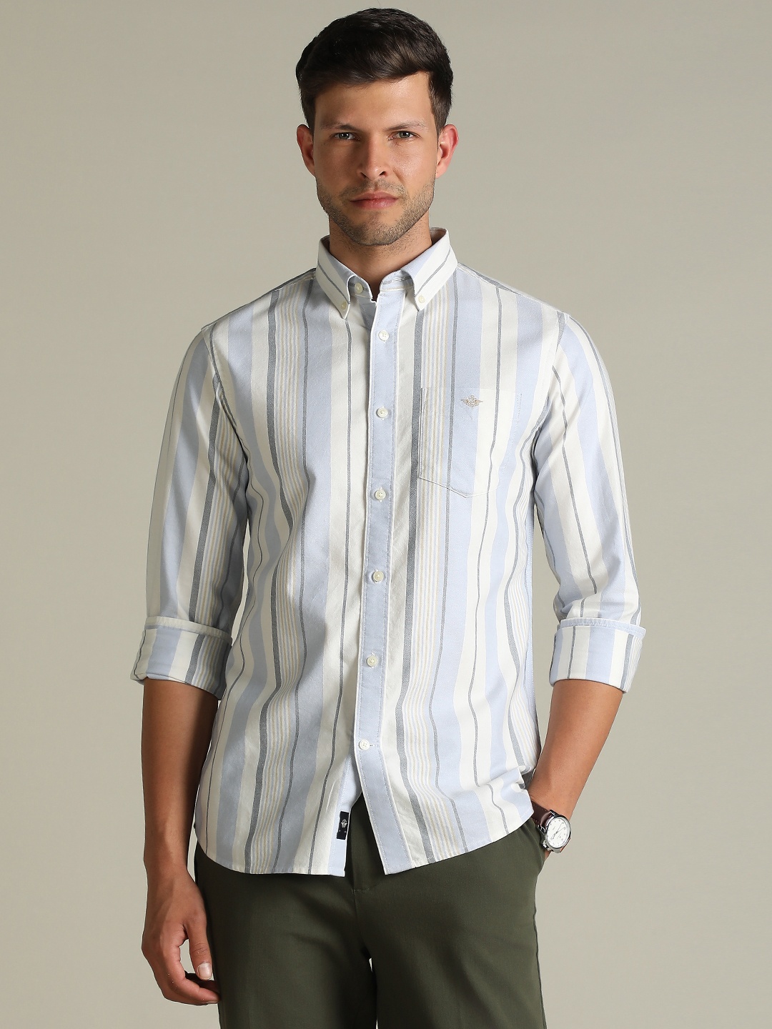

Dockers Men Striped Classic Fit Shirt, Blue
