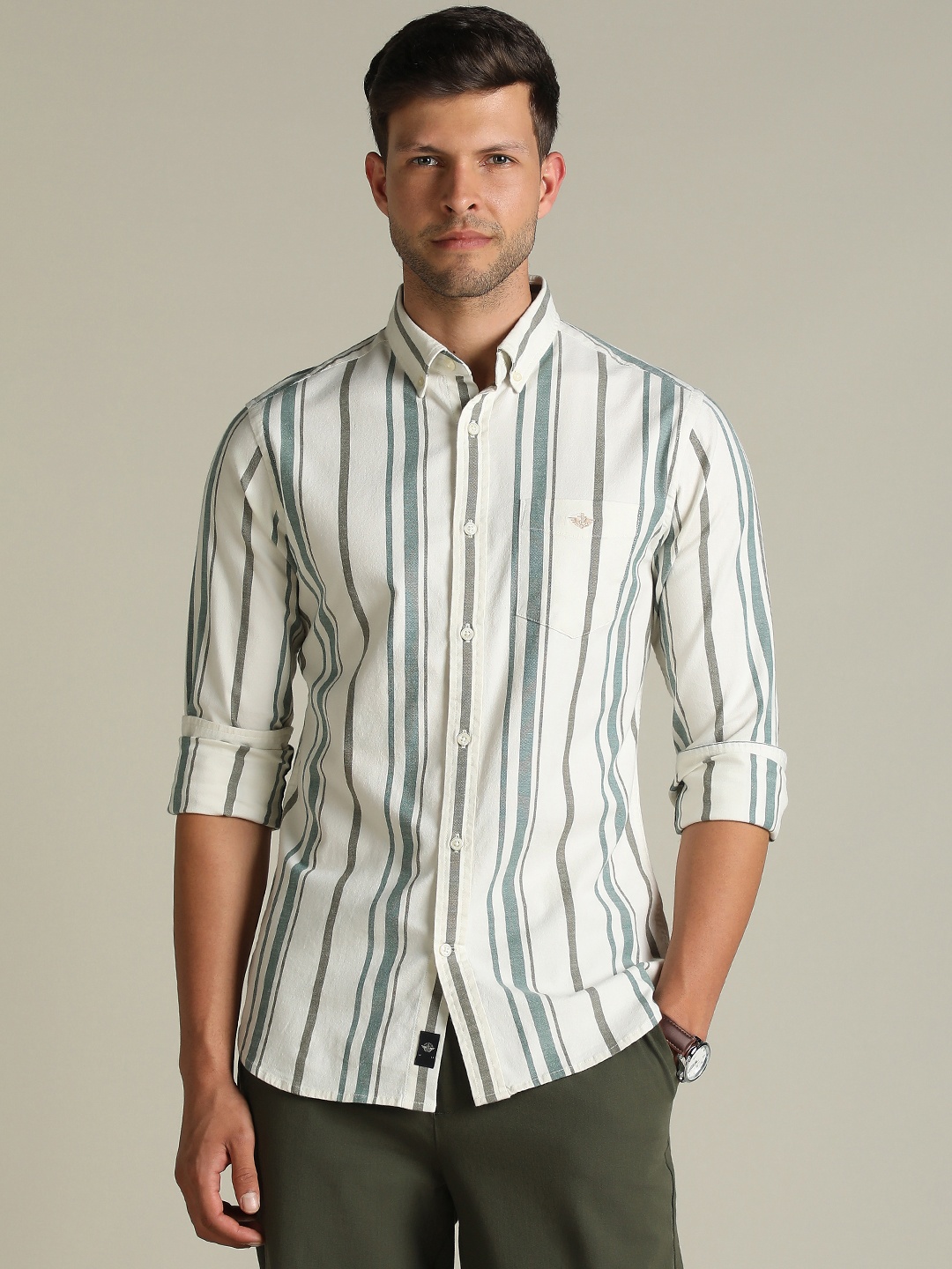 

Dockers Men Striped Classic Fit Shirt, Green