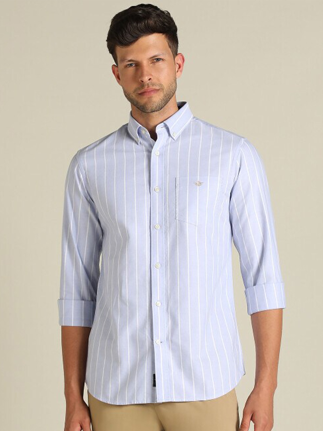 

Dockers Classic Striped Button-Down Collar Cotton Casual Shirt, Blue