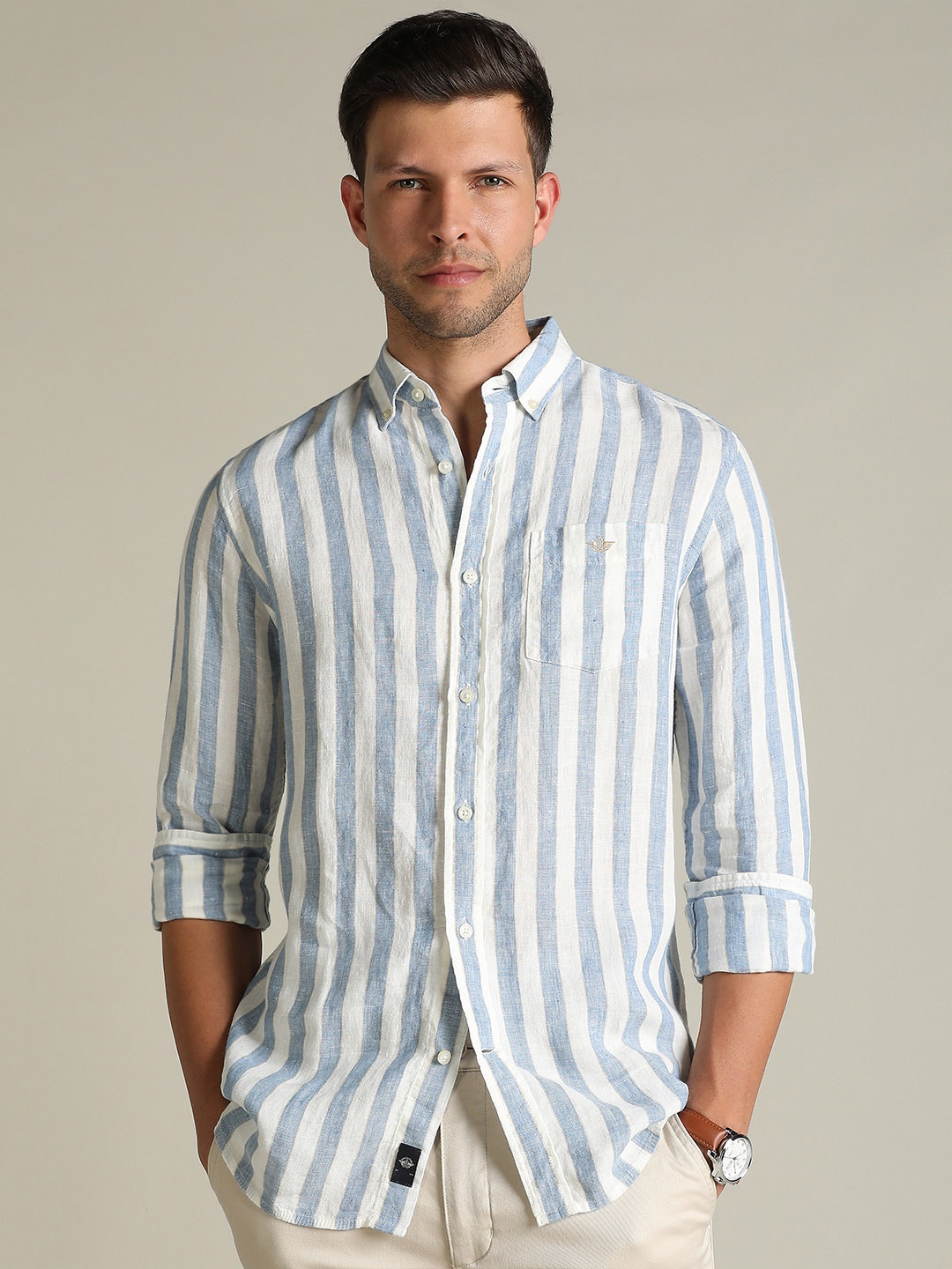 

Dockers Men Striped Classic Fit Shirt, Blue