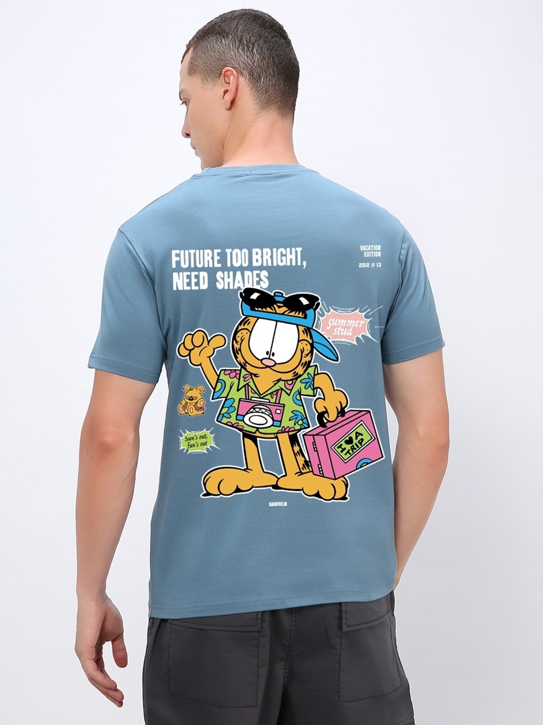 

Bewakoof Garfield Printed Cotton T-shirt, Blue