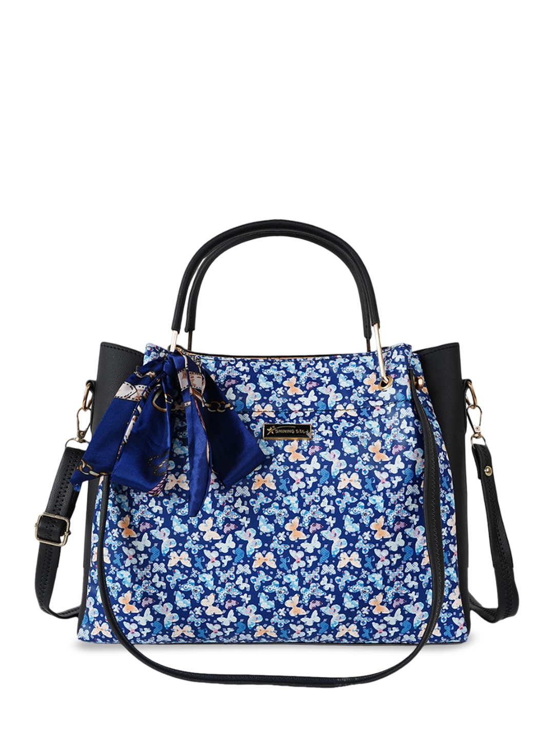 

SHINING STAR Graphic Printed Oversized Structured Handheld Bag, Black