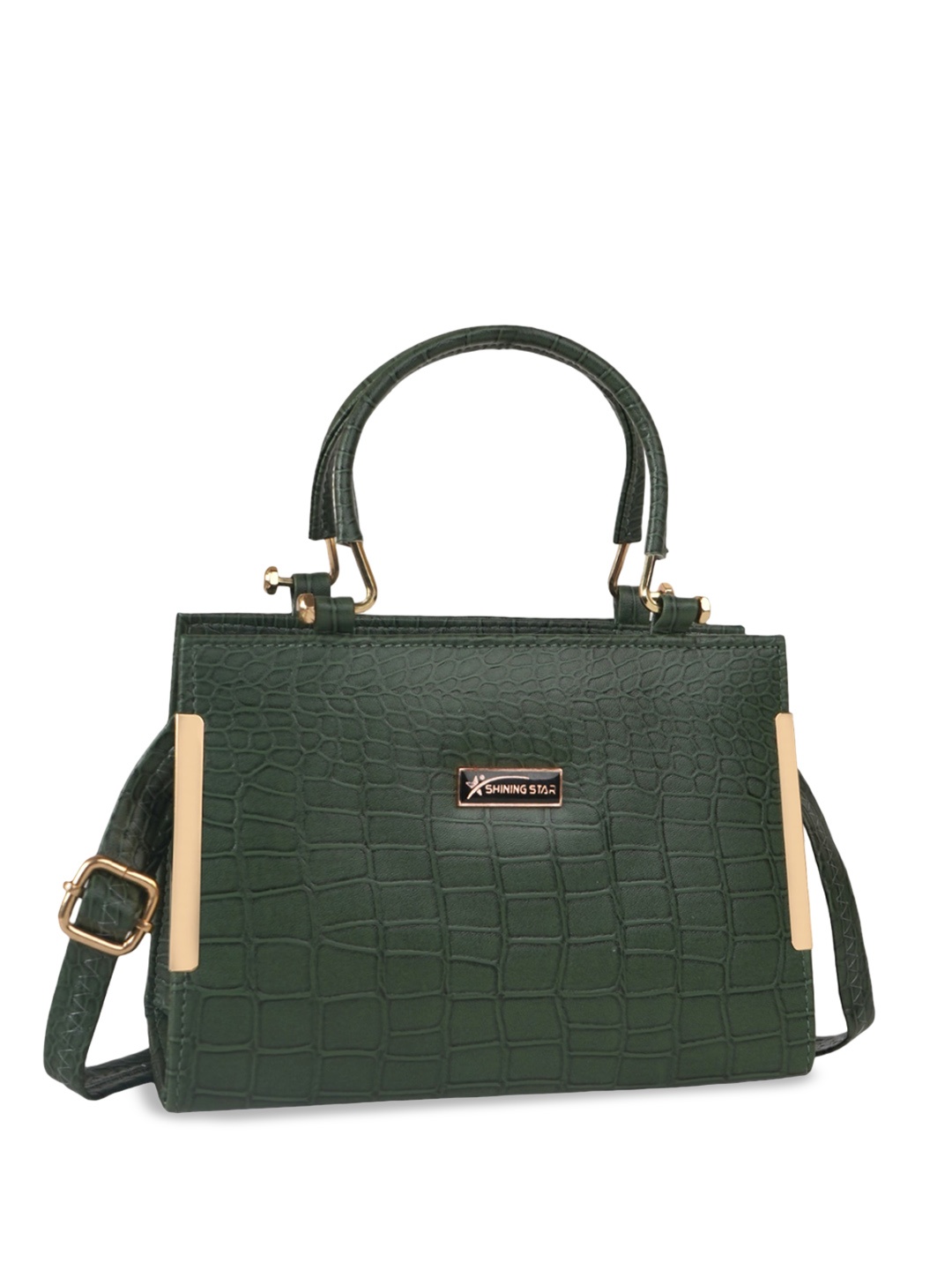 

SHINING STAR Textured Structured Handheld Bag, Green