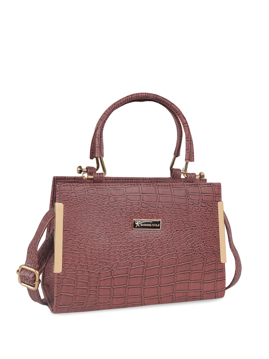 

SHINING STAR Textured Structured Handheld Bag, Peach