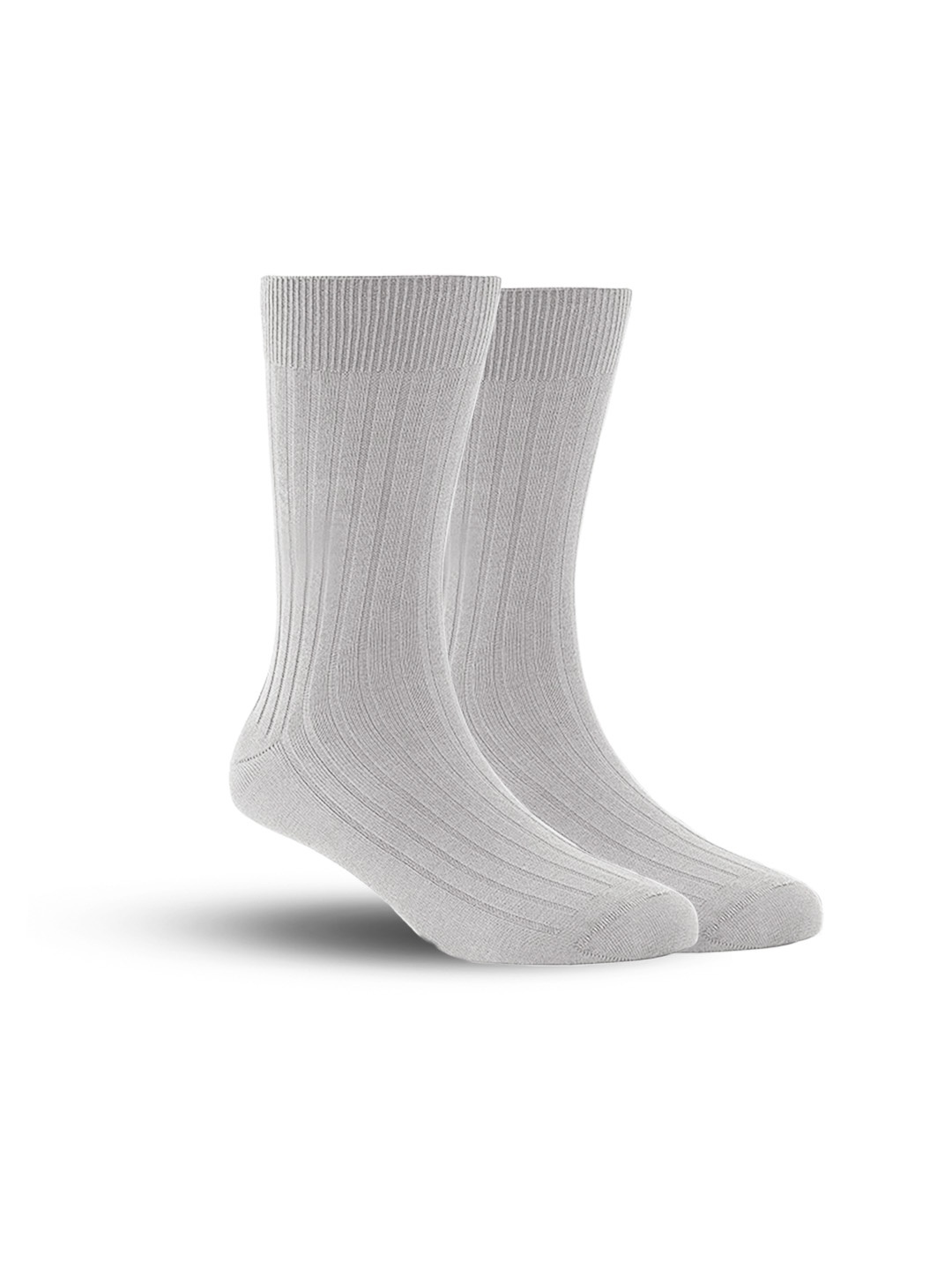 

FOOTPRINT Men 2 Pairs Anti Odour Organic Cotton Calf-Length Ribbed Bamboo Formal Socks, Grey