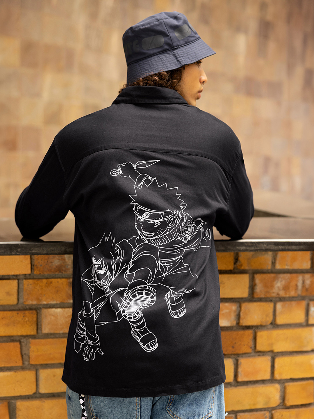 

Bewakoof Black Graphic Printed Organic Cotton Oversized Casual Shirt