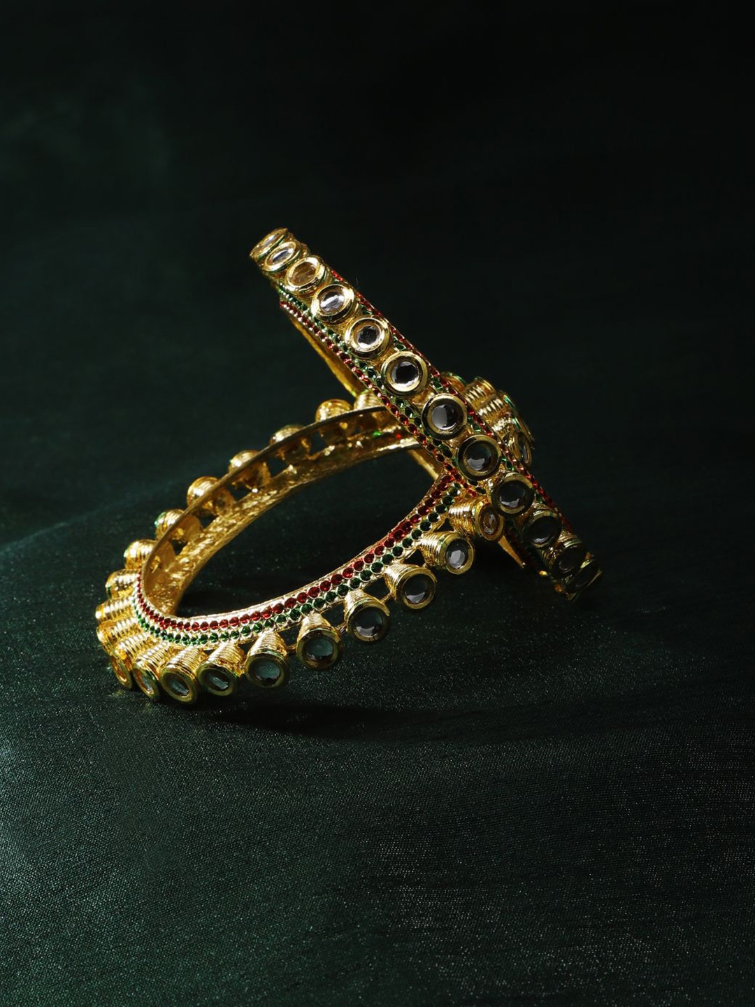 

The Pari Set Of 2 Gold-Plated Stone-Studded Bangles